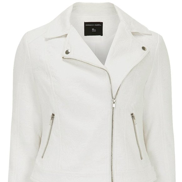 Floral Jacquard Moto Jacket Uk8 Us2 